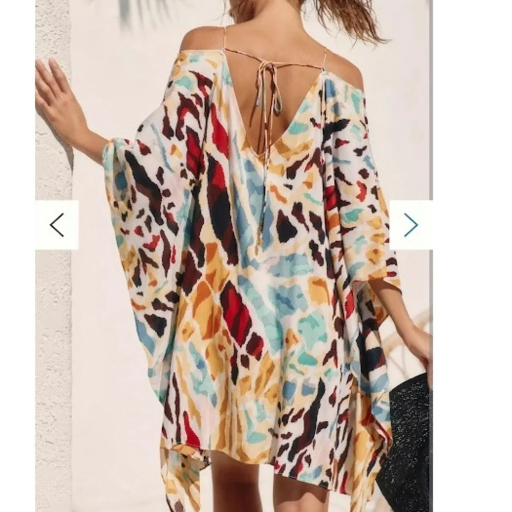 Anthropologie Abstract Print Kaftan Cover Up Tunic‎ Beach Dress